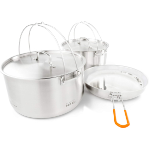 GSI Stainless Steel Troop Cookset with Compact Pot and Pan